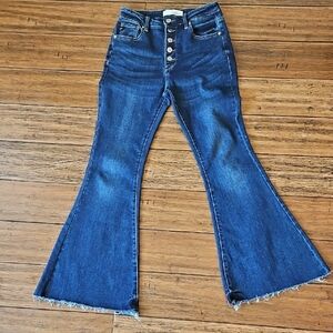 KanCan High-Rise Dark Blue Flare Jeans with Button Fly Size 3